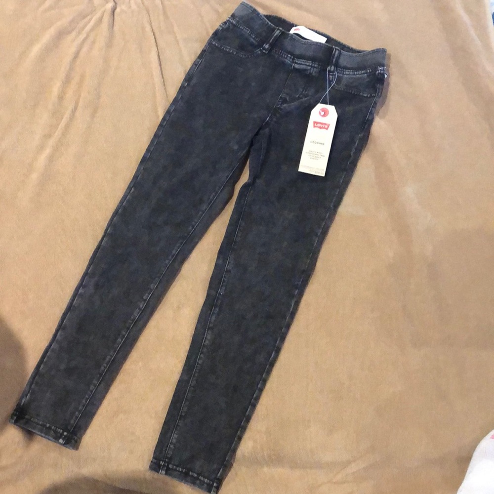 Girls LEVI’s acid washed black legging size 6X NWT